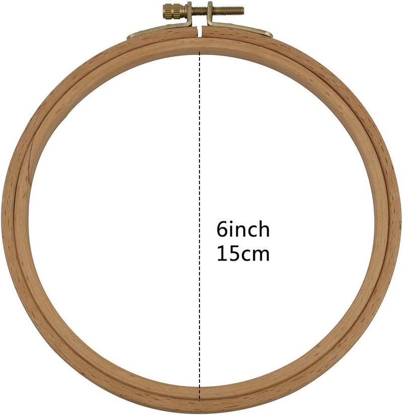 GuoFa 2 Pack 6 Inch Wood Embroidery Hoop, Beech Wood Cross Stitch Hoops for DIY Decoration - Image 2